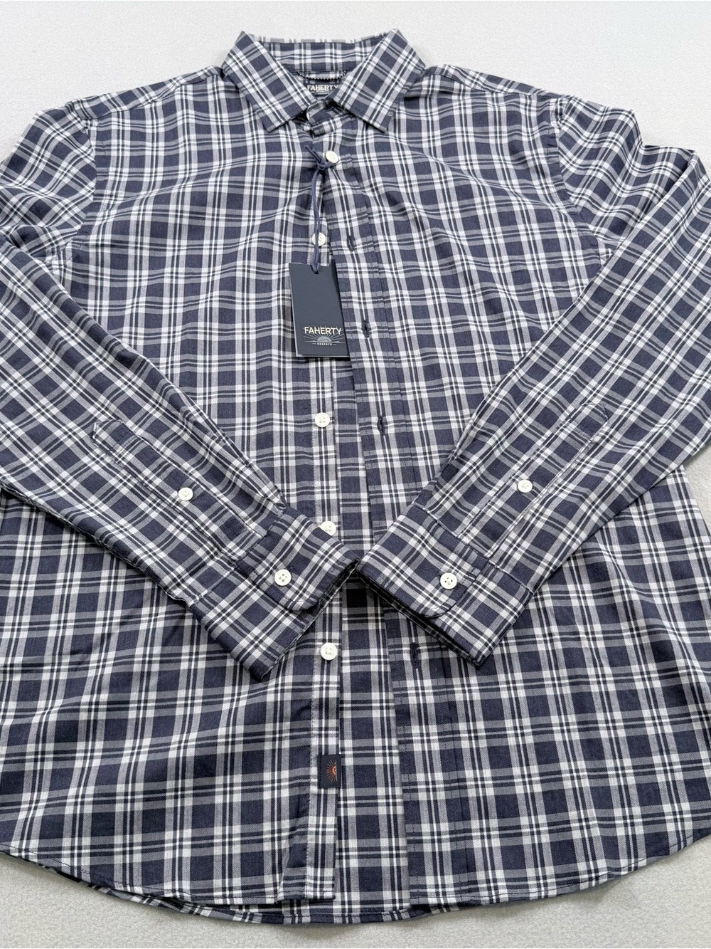 NWT Faherty Reserve The Movement Shirt Navy Plaid Long Sleeve Men's S